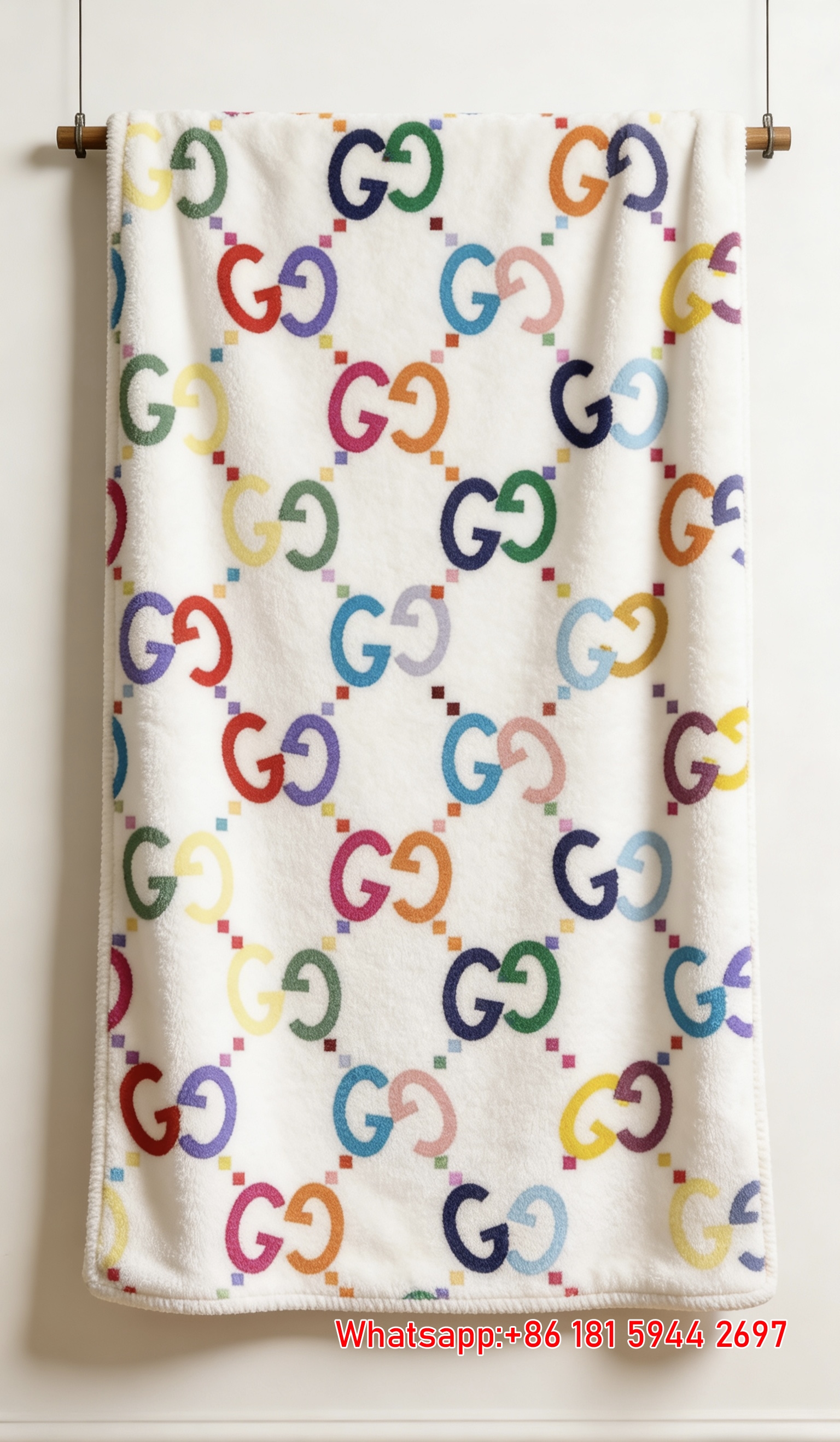 Rainbow GG Monogram Flannel Fleece Blanket – Wall Hanging Decor Gucci throw blanket IMG_2564